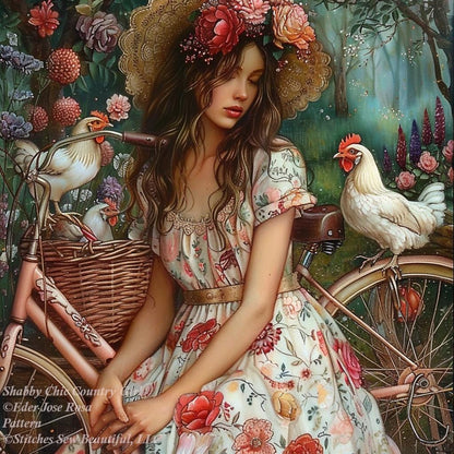 Shabby Chic Country Girl counted cross stitch pattern by Eder Jose Rosa