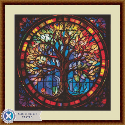 Stained Glass Tree of Life (Small) counted cross stitch pattern by PeacefulArtColors