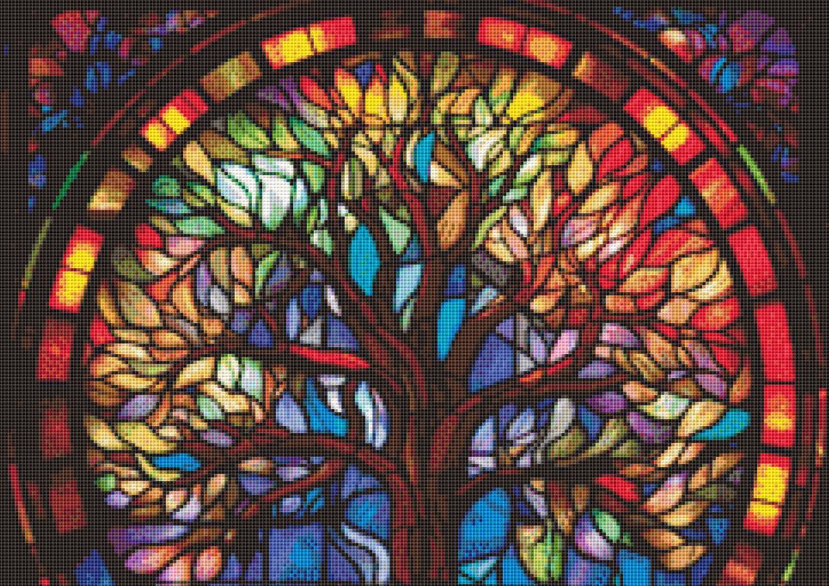 Stained Glass Tree of Life (Small) counted cross stitch pattern by PeacefulArtColors