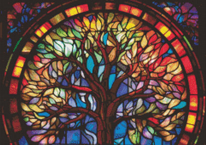Stained Glass Tree of Life (Small) counted cross stitch pattern by PeacefulArtColors