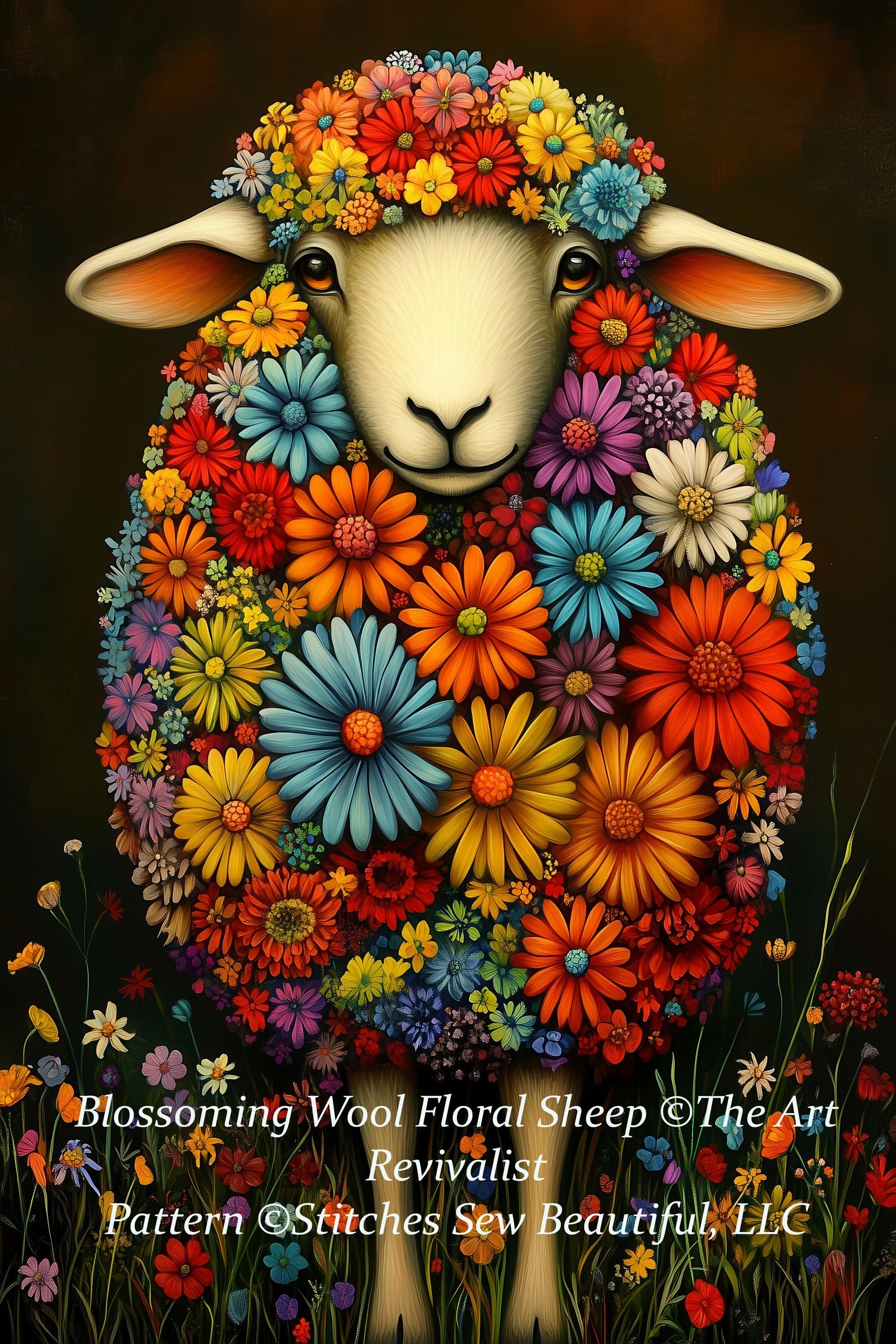 Blossoming Wool Floral Sheep cross stitch pattern by The Art Revivalist