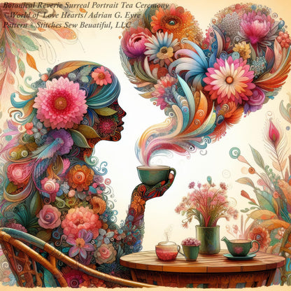 Botanical Reverie Surreal Portrait Tea Ceremony (Small) cross stitch pattern by World of Love Hearts
