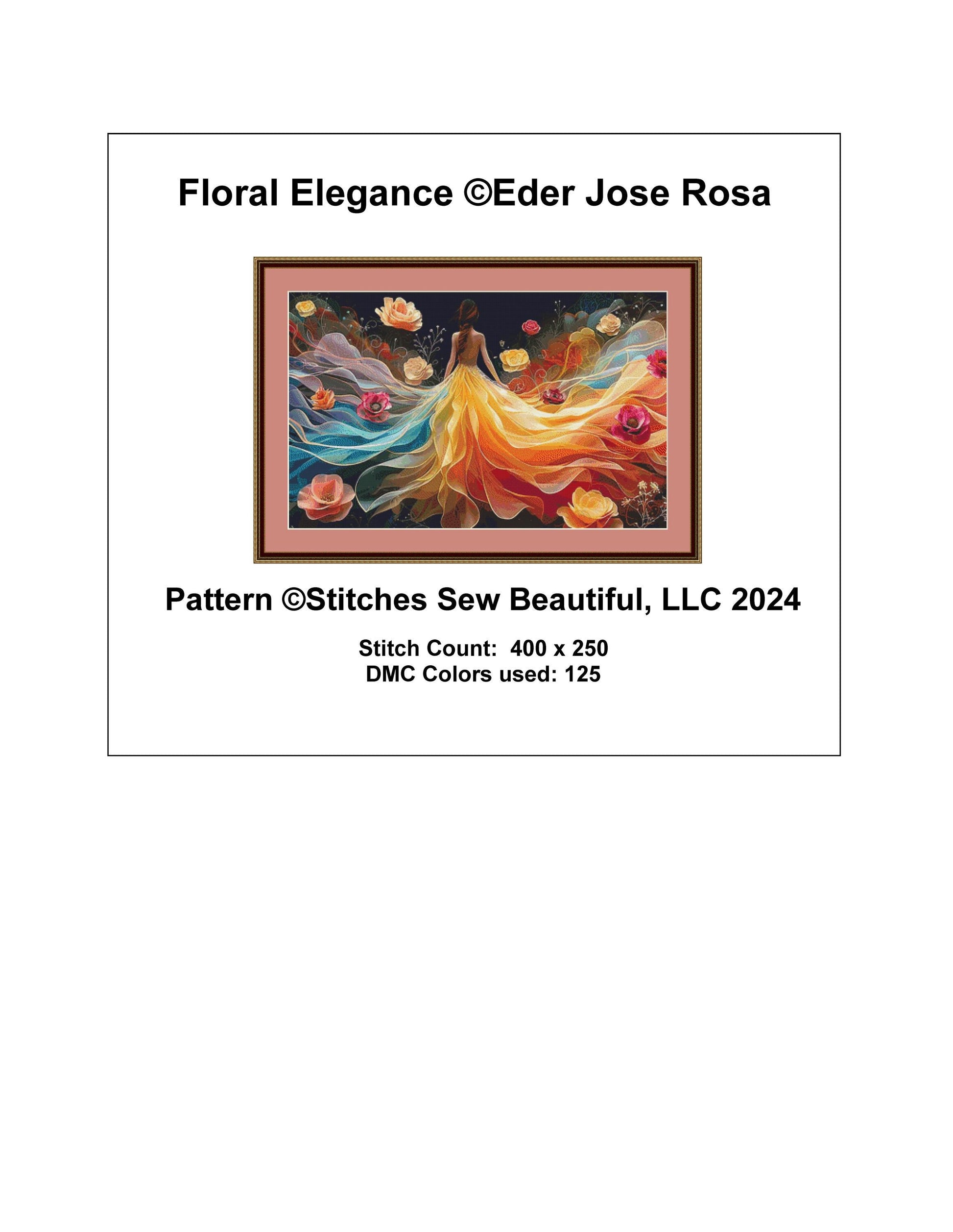 Floral Elegance counted cross stitch pattern by Eder Jose Rosa