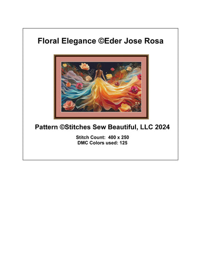 Floral Elegance counted cross stitch pattern by Eder Jose Rosa