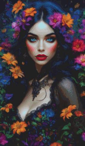 Floral Witch counted cross stitch pattern by Eder Jose Rosa