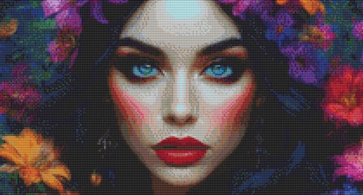 Floral Witch counted cross stitch pattern by Eder Jose Rosa