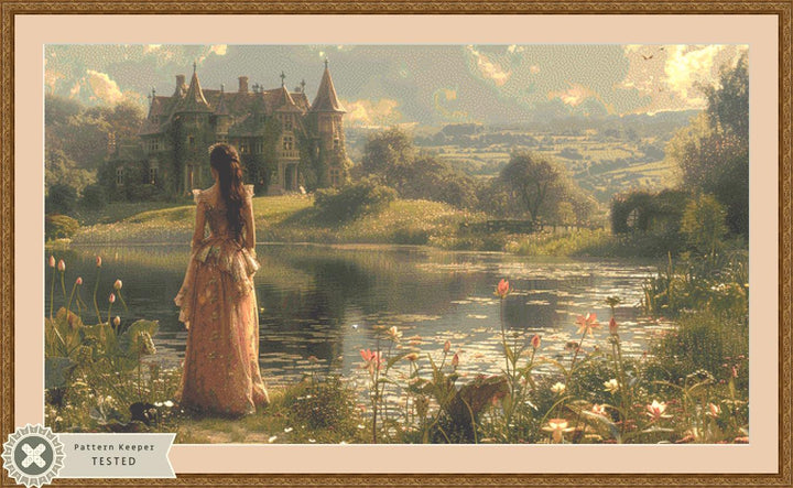 The Woman and the Castle (Max Size/Color) counted cross stitch pattern by Eder Jose Rosa