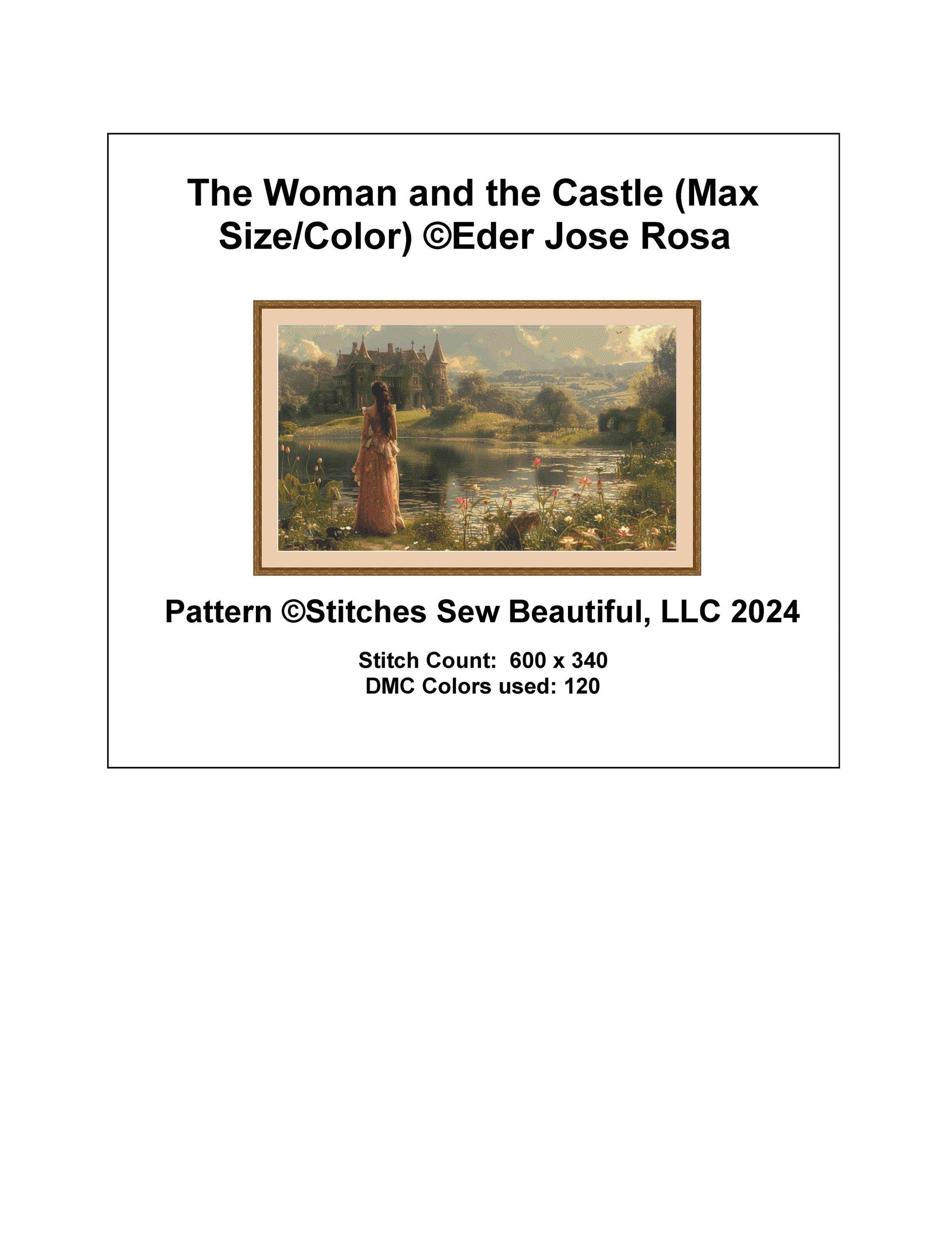 The Woman and the Castle (Max Size/Color) counted cross stitch pattern by Eder Jose Rosa