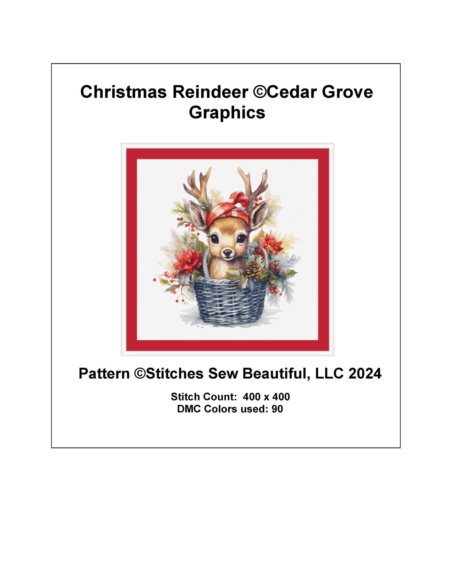 Christmas Reindeer counted cross stitch pattern by CedarGroveGraphics