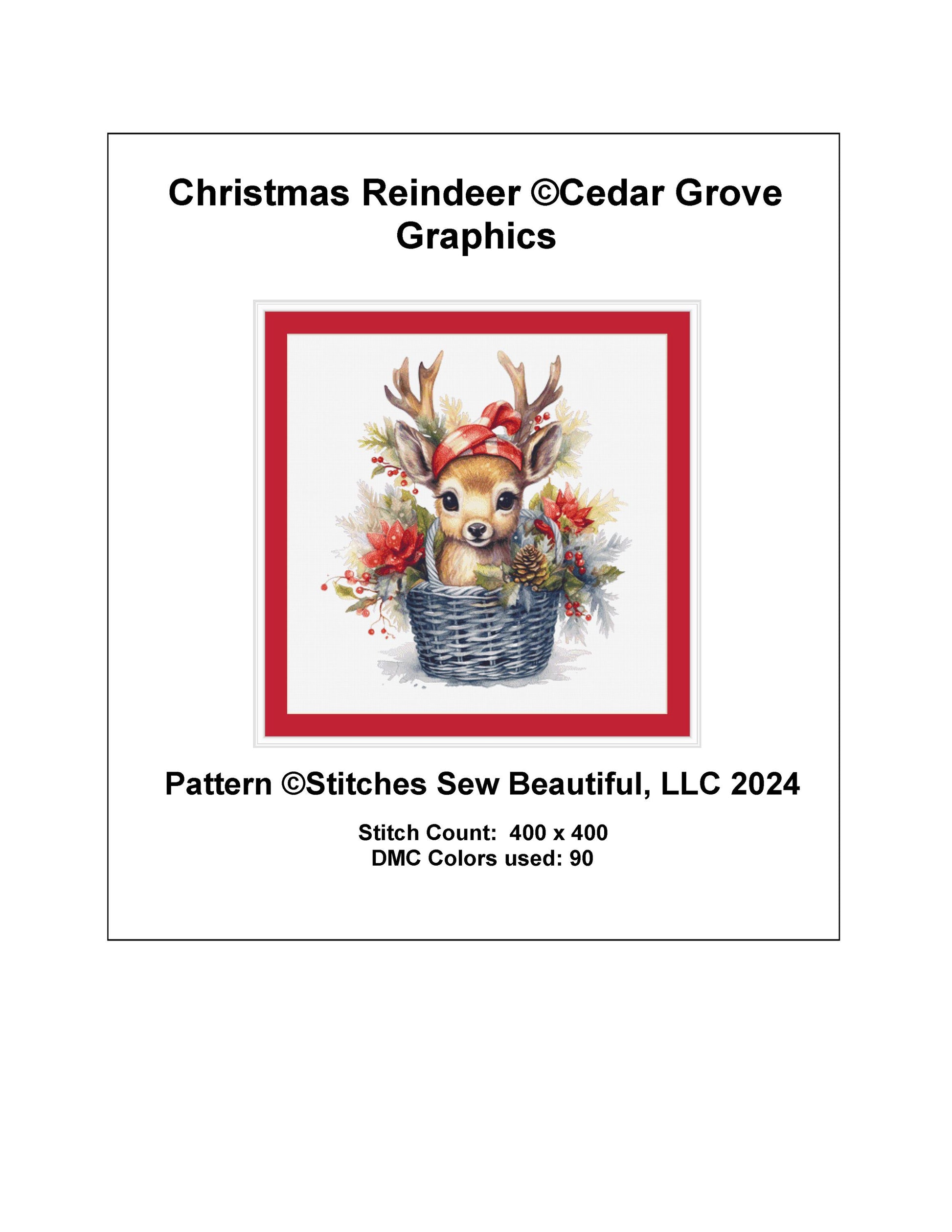 Christmas Reindeer counted cross stitch pattern by CedarGroveGraphics
