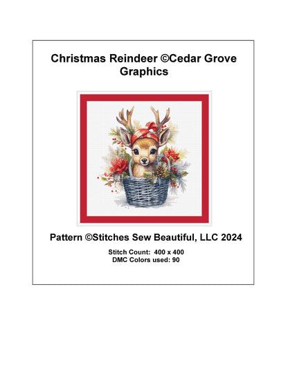 Christmas Reindeer counted cross stitch pattern by CedarGroveGraphics