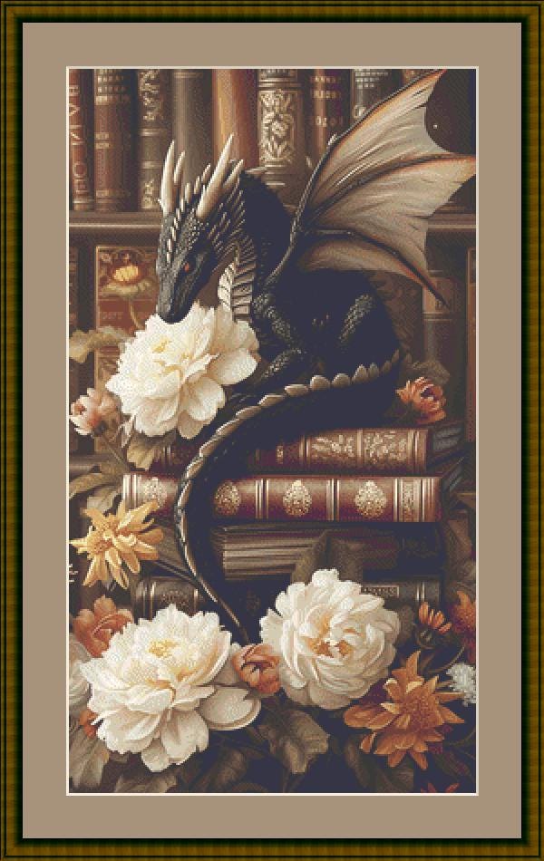 Atop the Vintage Book Pile counted cross stitch pattern by Serr.Kai A Quill & Ink