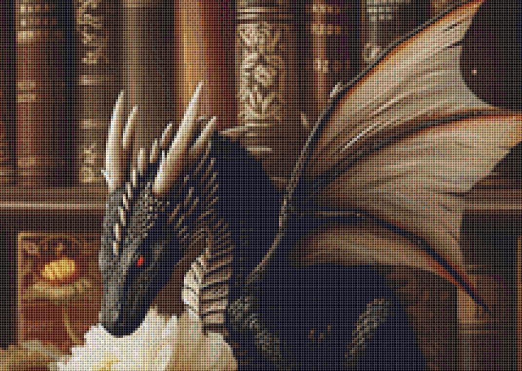 Atop the Vintage Book Pile counted cross stitch pattern by Serr.Kai A Quill & Ink