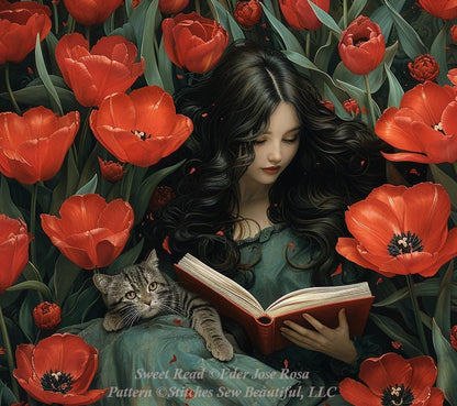 Sweet Read (Max Size Max Color) full coverage counted cross stitch pattern by Eder Jose Rosa