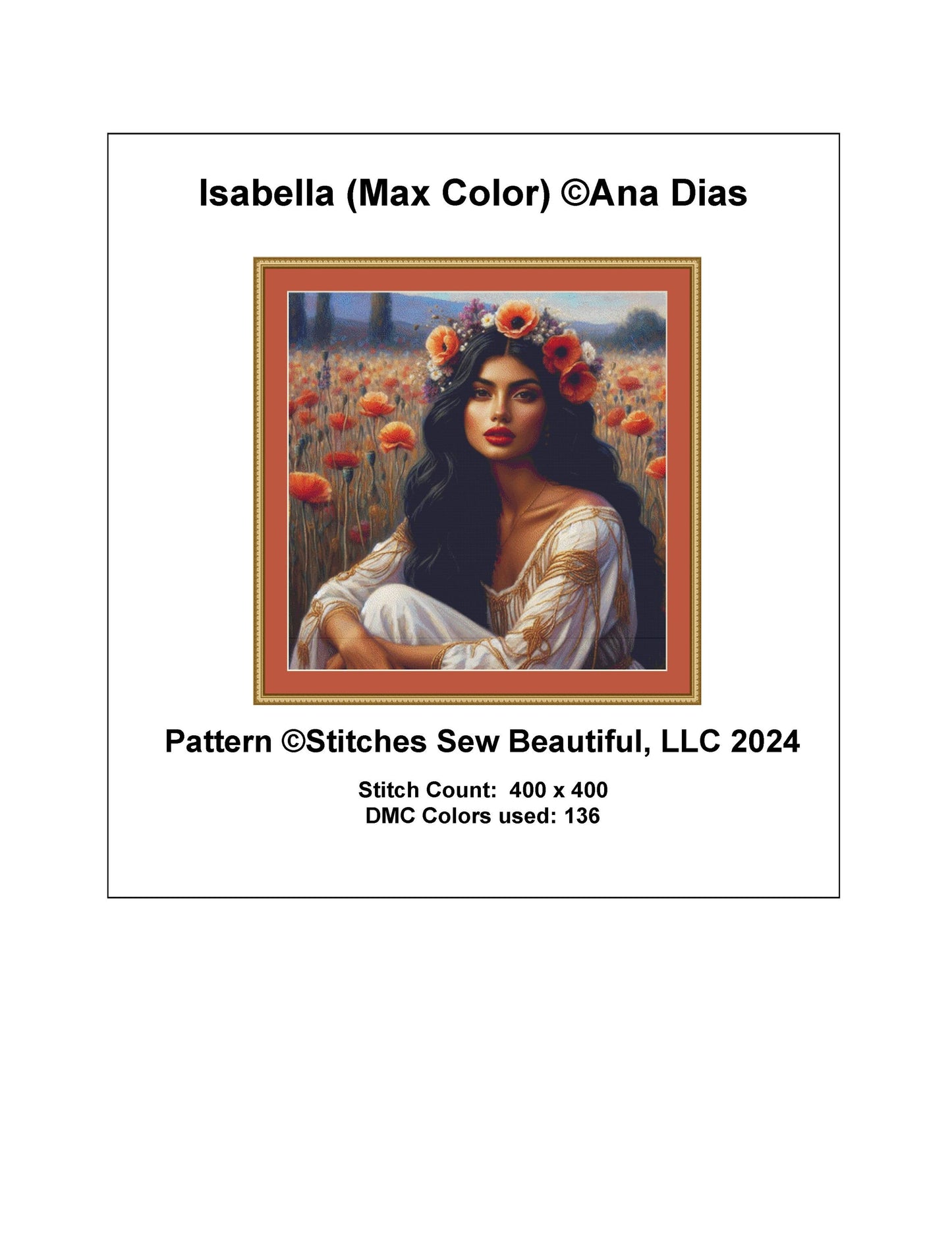 Isabella (Max Color) counted cross stitch pattern by Ana Dias