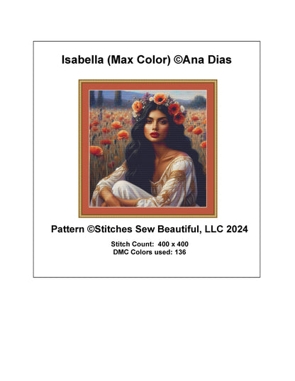 Isabella (Max Color) counted cross stitch pattern by Ana Dias