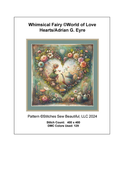Whimsical Fairy counted cross stitch pattern by World of Love Hearts/Adrian G. Eyre