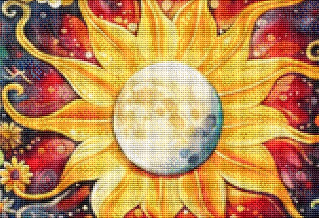 Sailing Beneath the Solar Eclipse (Max Color) counted cross stitch pattern by Eder Jose Rosa