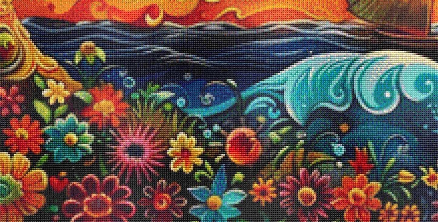 Sailing Beneath the Solar Eclipse (Max Color) counted cross stitch pattern by Eder Jose Rosa