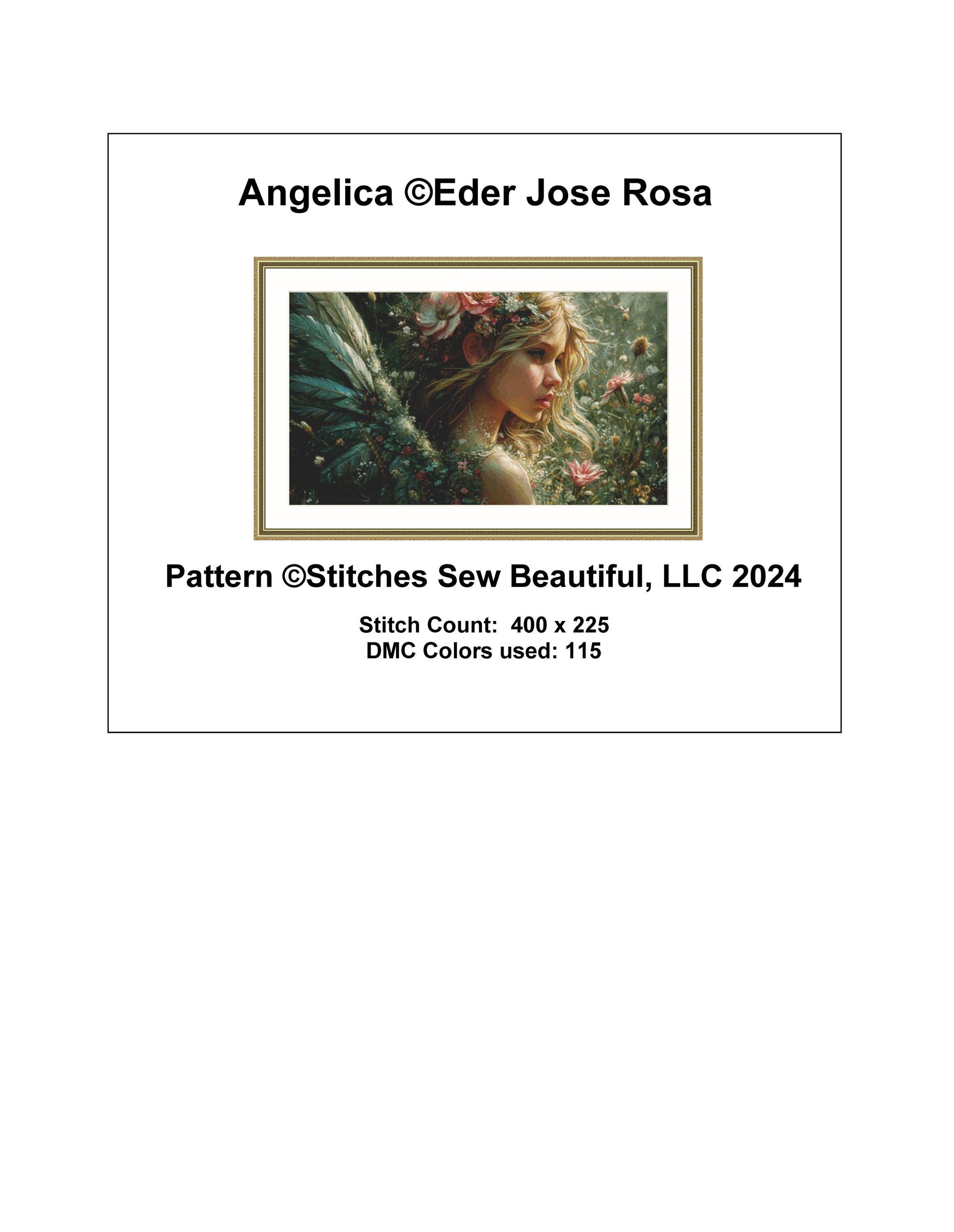 Angelica counted cross stitch pattern by Eder Jose Rosa