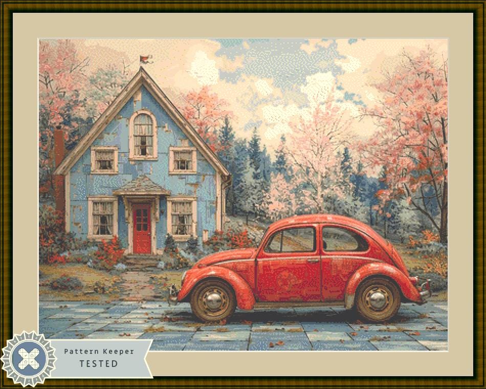 Red Herbie counted cross stitch pattern by Eder Jose Rosa