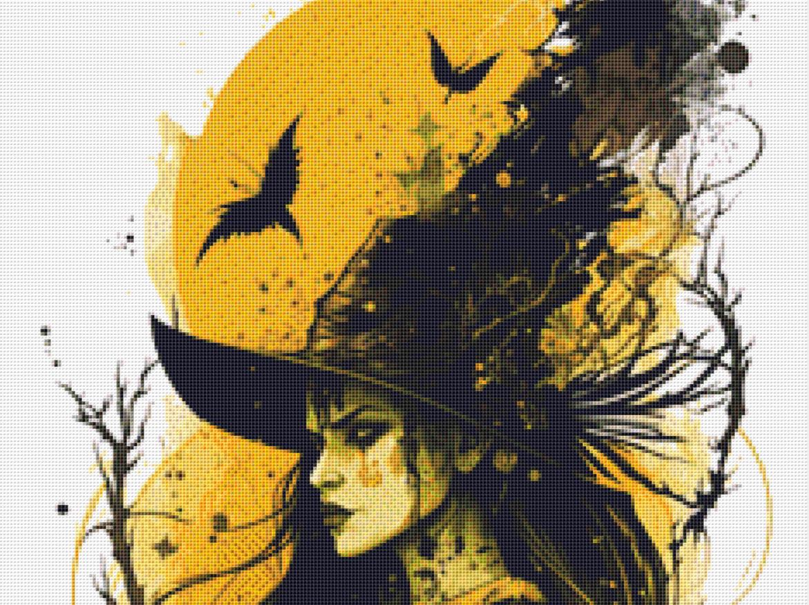 The Yellow Witchie counted cross stitch pattern by Eder Jose Rosa