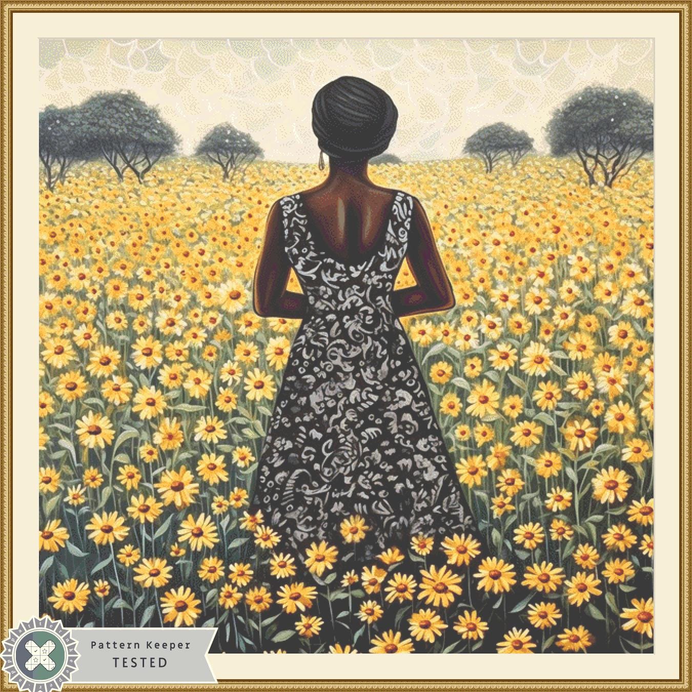 Woman in a Field of Flowers 13 (Max Size/Color) counted cross stitch pattern by Eder Jose Rosa