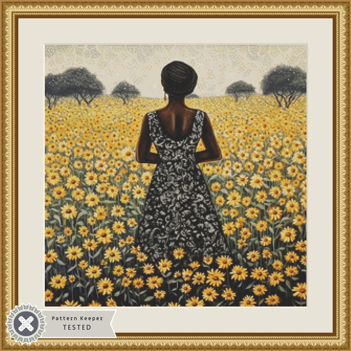 Woman in a Field of Flowers 13 (Small) counted cross stitch pattern by Eder Jose Rosa