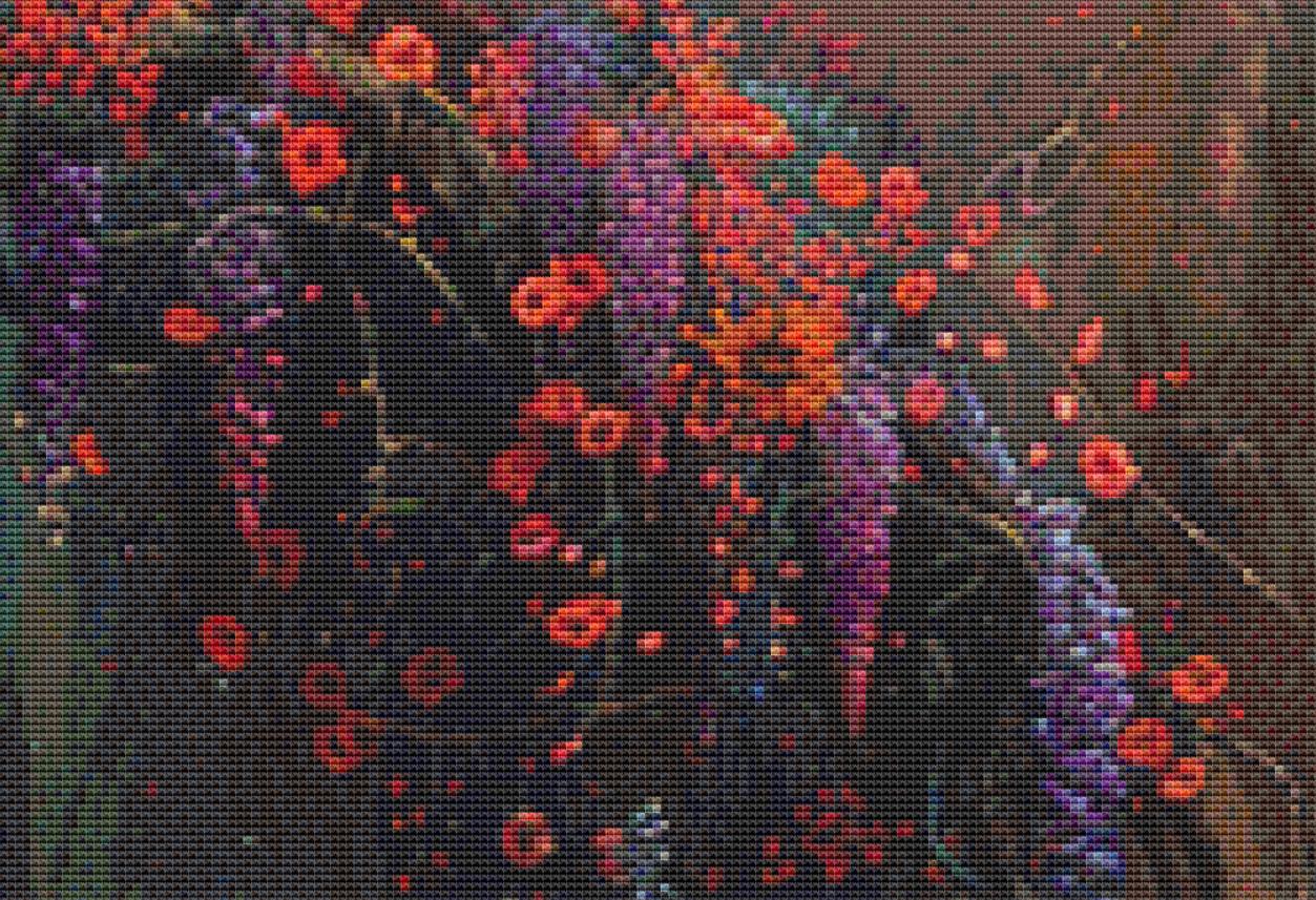 Woman in a Field of Flowers 15 counted cross stitch pattern by Eder Jose Rosa