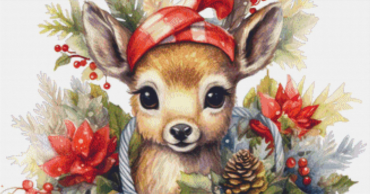 Christmas Reindeer (Max Color) counted cross stitch pattern by CedarGroveGraphics
