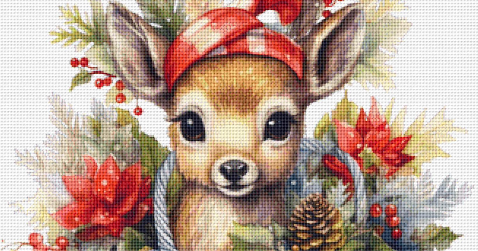 Christmas Reindeer (Max Color) counted cross stitch pattern by CedarGroveGraphics