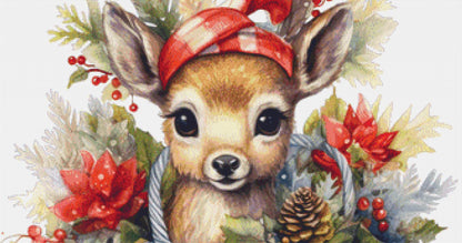 Christmas Reindeer (Max Color) counted cross stitch pattern by CedarGroveGraphics
