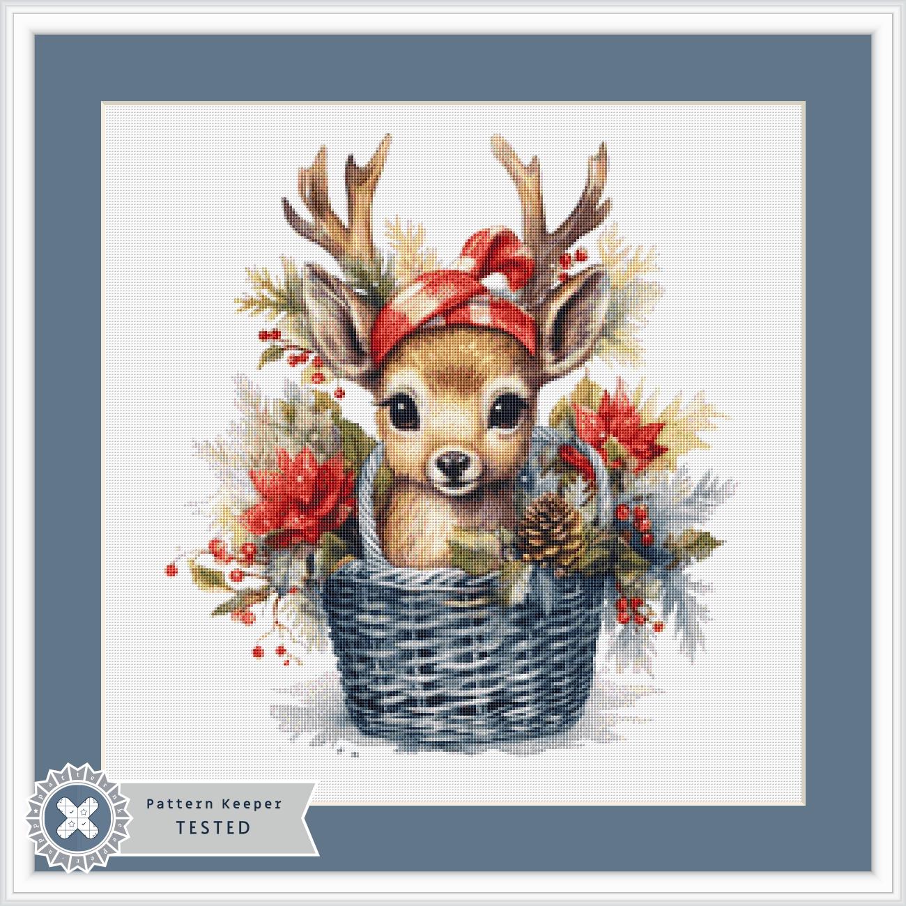 Christmas Reindeer (Small) counted cross stitch pattern by CedarGroveGraphics