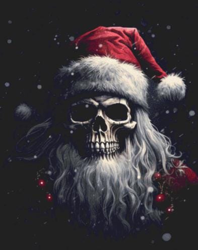 Dark Santa counted cross stitch pattern by MysticMoonCraftery