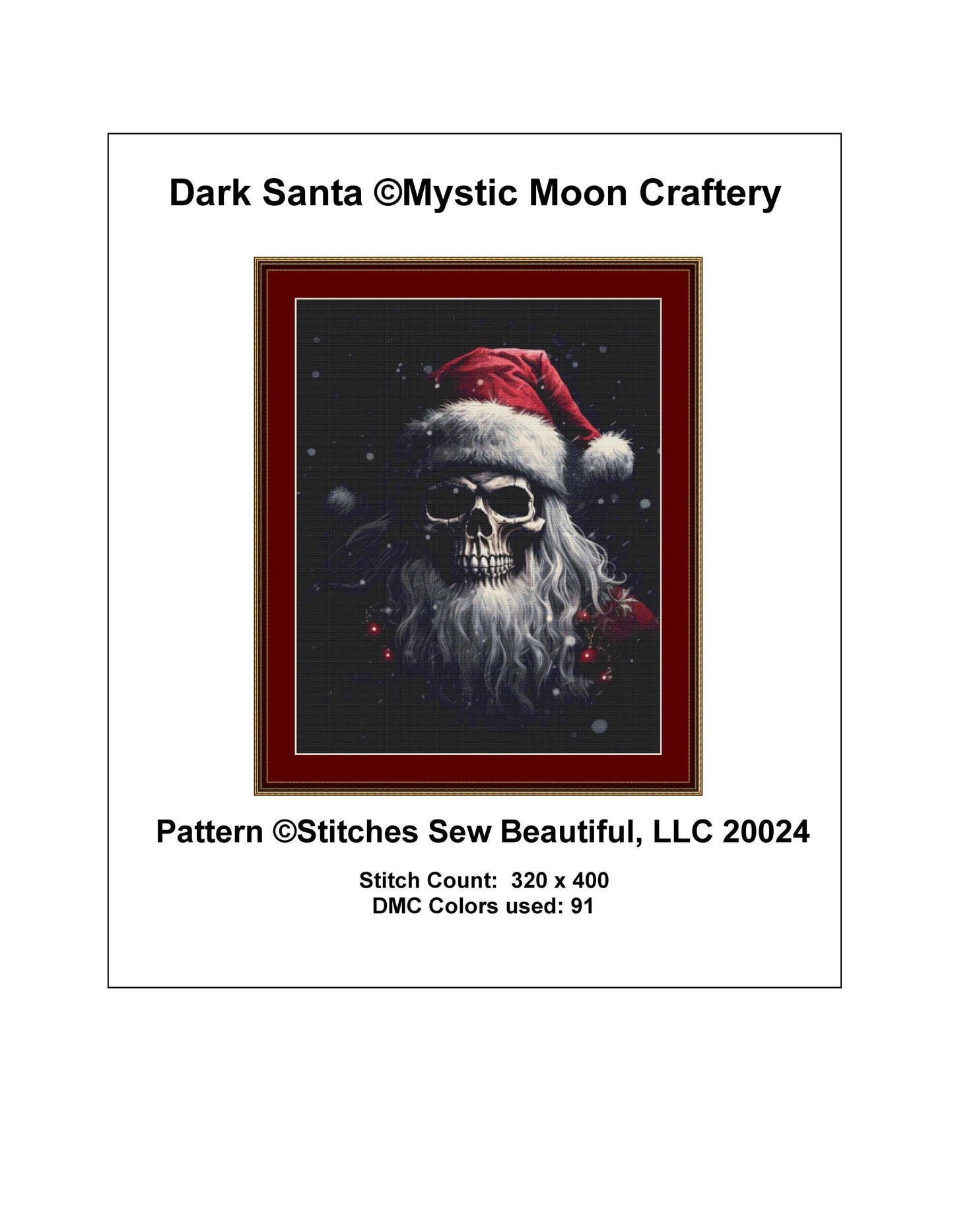 Dark Santa counted cross stitch pattern by MysticMoonCraftery