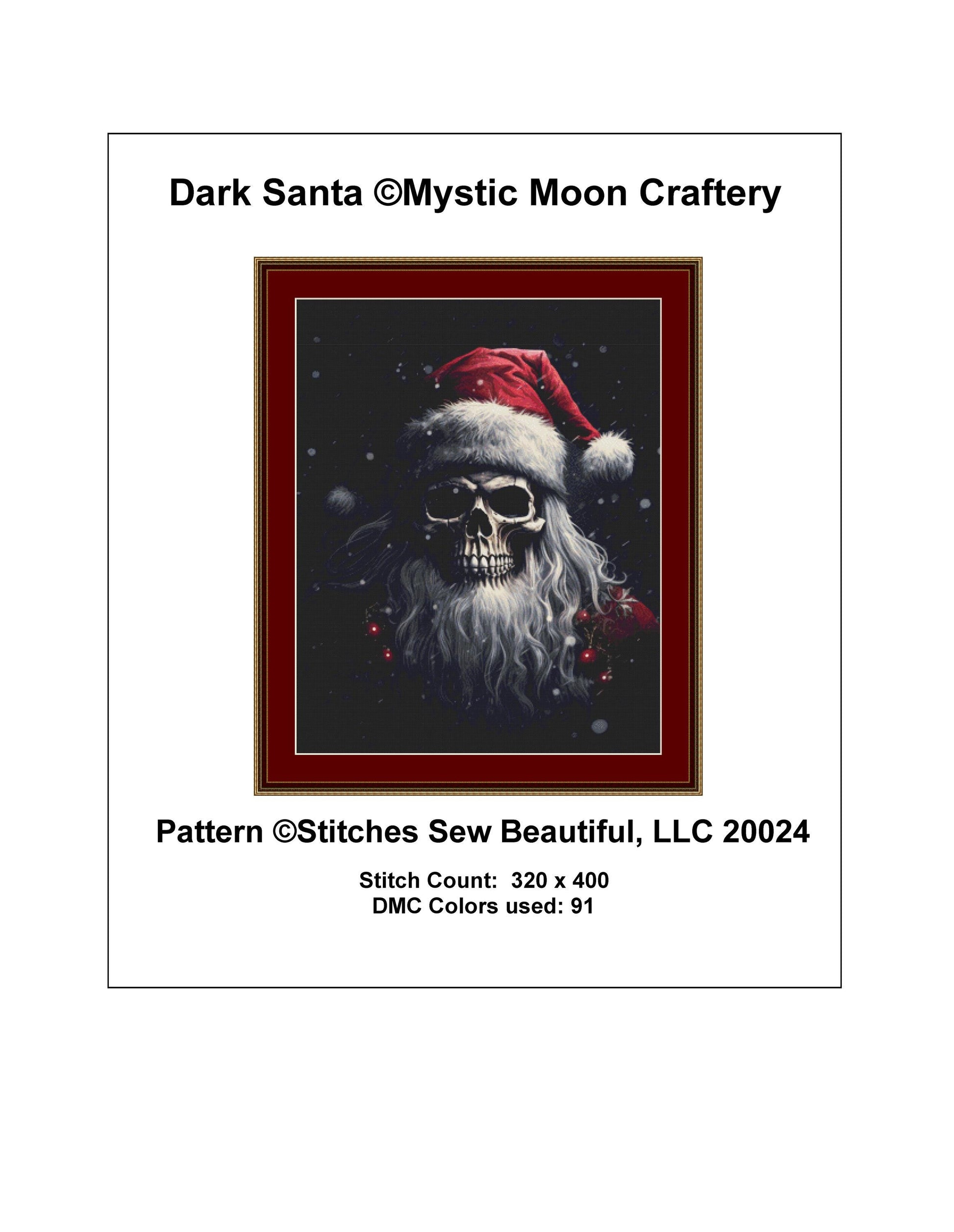 Dark Santa counted cross stitch pattern by MysticMoonCraftery