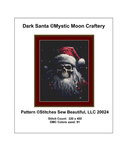 Dark Santa counted cross stitch pattern by MysticMoonCraftery