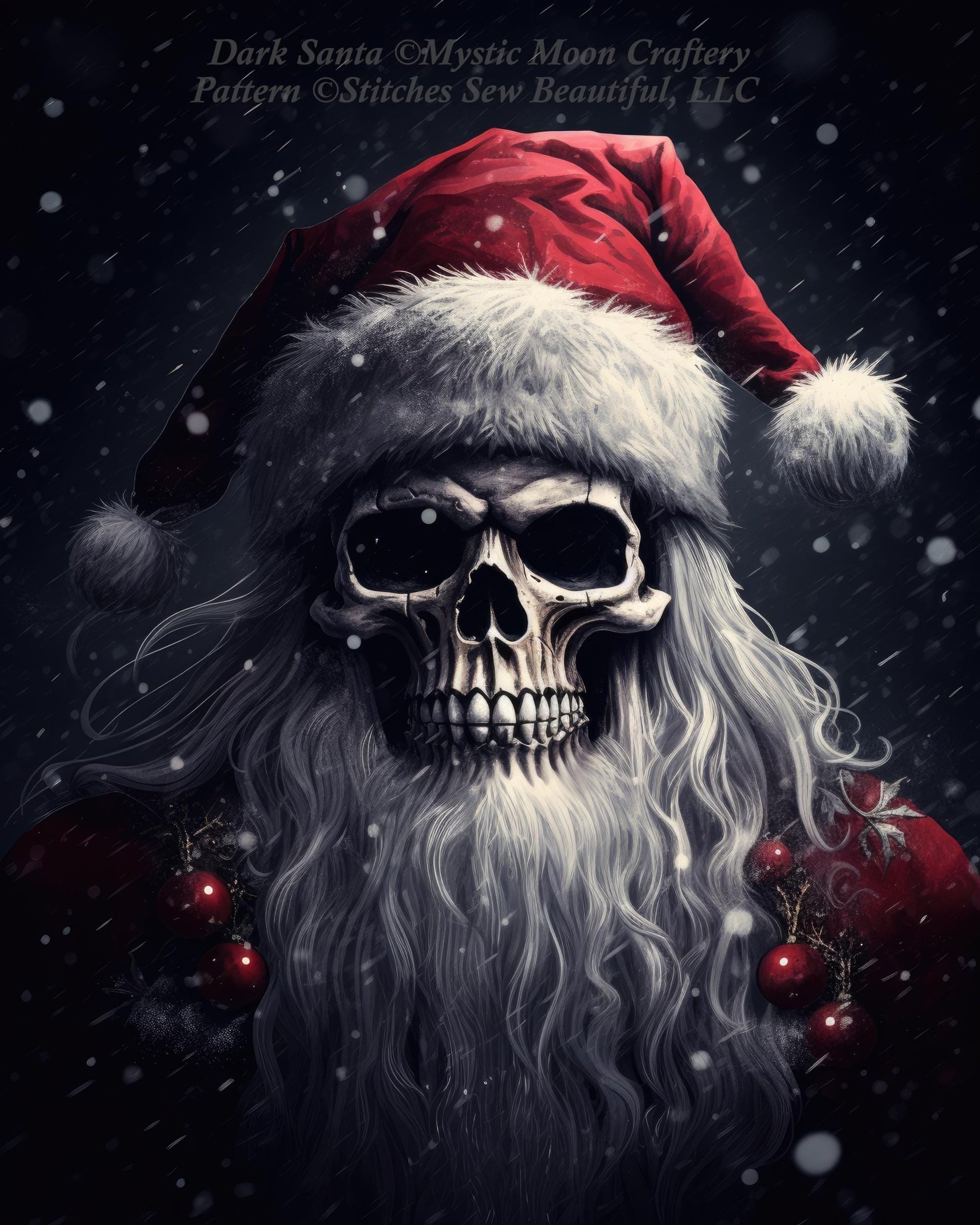 Dark Santa counted cross stitch pattern by MysticMoonCraftery