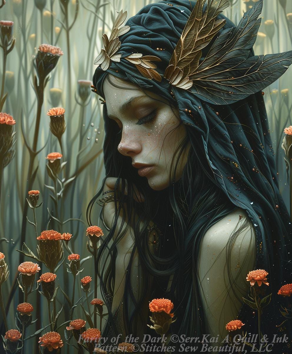 Fairy of the Dark counted cross stitch pattern by Serr.Kai A Quill & Ink