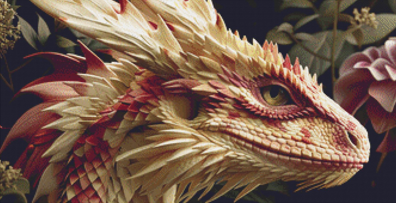 Vanilla Blossom Dragon (Max Color) counted cross stitch pattern by Serr.Kai A Quill & Ink