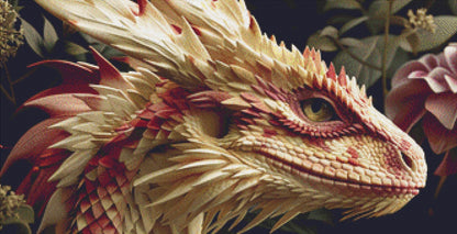 Vanilla Blossom Dragon (Max Color) counted cross stitch pattern by Serr.Kai A Quill & Ink