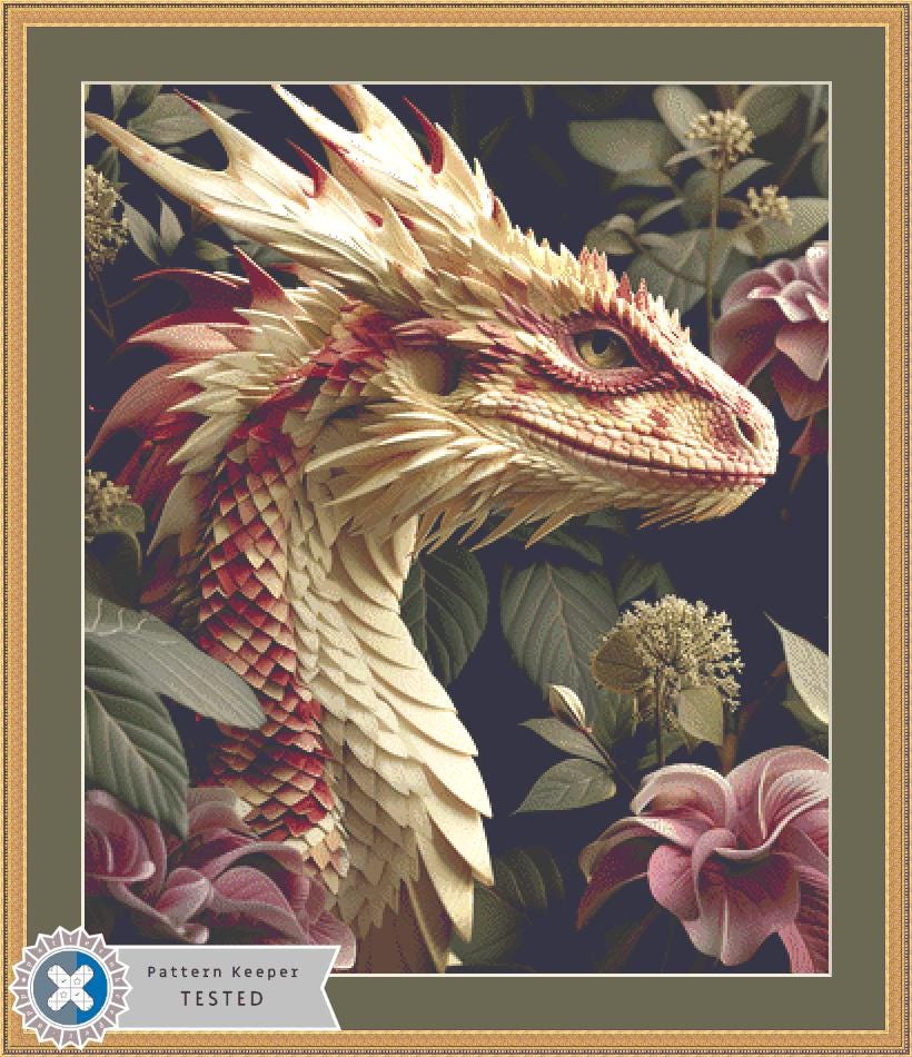 Vanilla Blossom Dragon counted cross stitch pattern by Serr.Kai A Quill & Ink