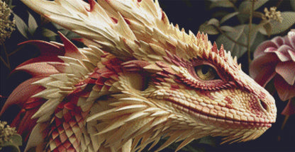 Vanilla Blossom Dragon counted cross stitch pattern by Serr.Kai A Quill & Ink
