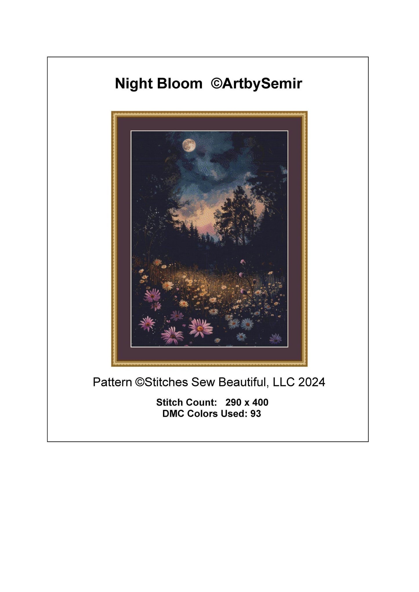Night Bloom counted cross stitch pattern by ArtbySemir © Adobe Ext. License