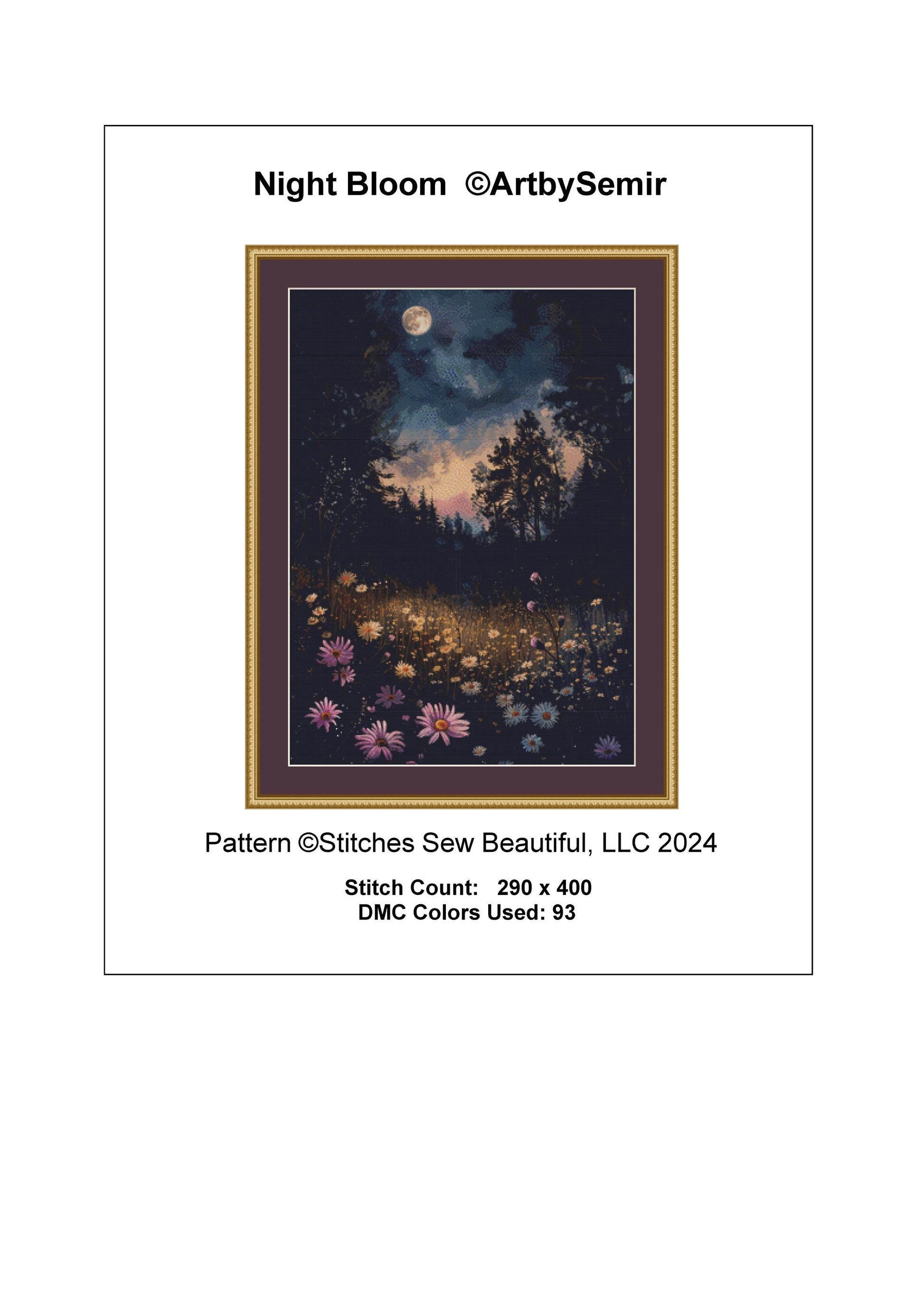 Night Bloom counted cross stitch pattern by ArtbySemir © Adobe Ext. License