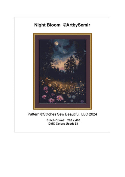 Night Bloom counted cross stitch pattern by ArtbySemir © Adobe Ext. License