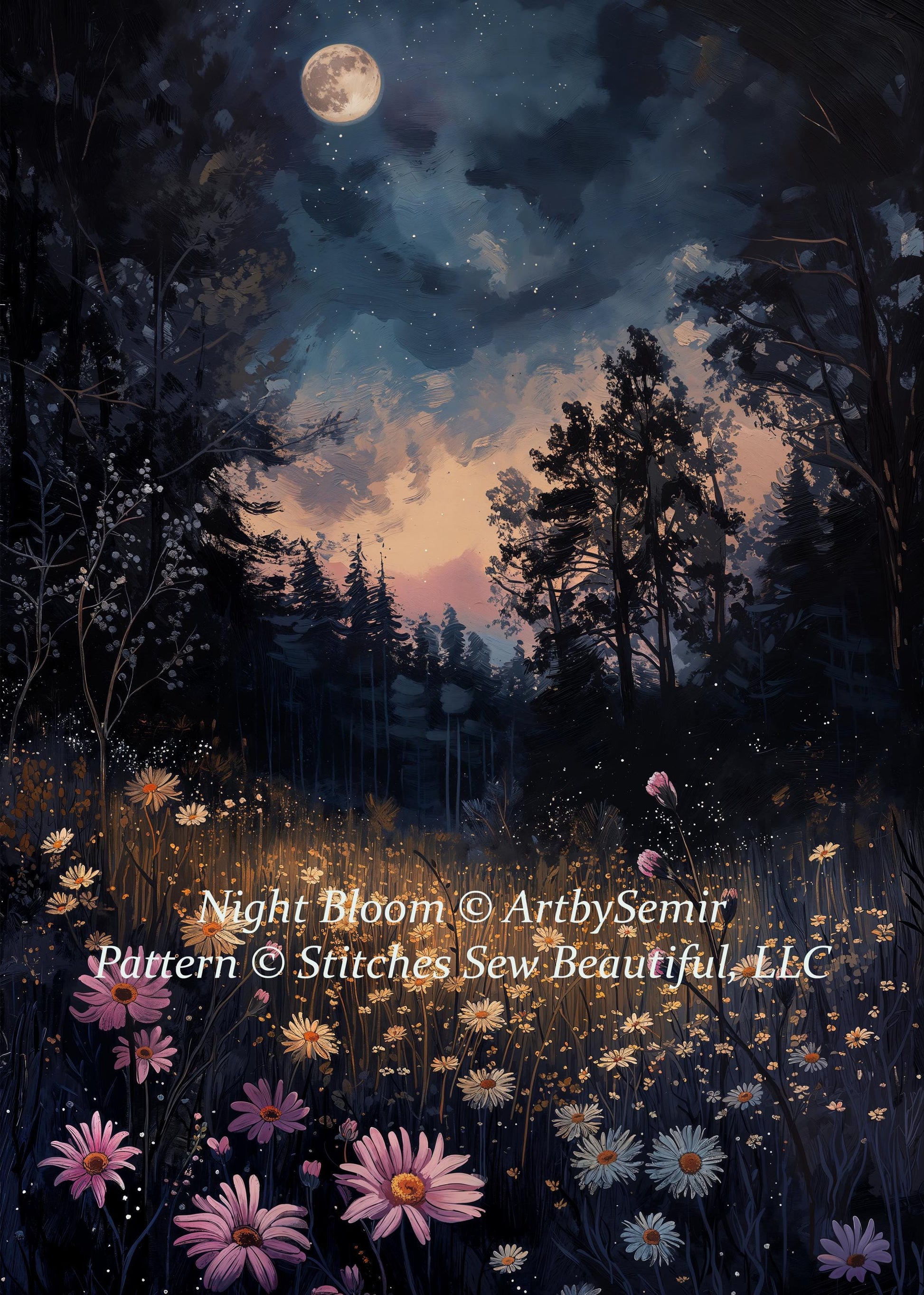 Night Bloom counted cross stitch pattern by ArtbySemir © Adobe Ext. License