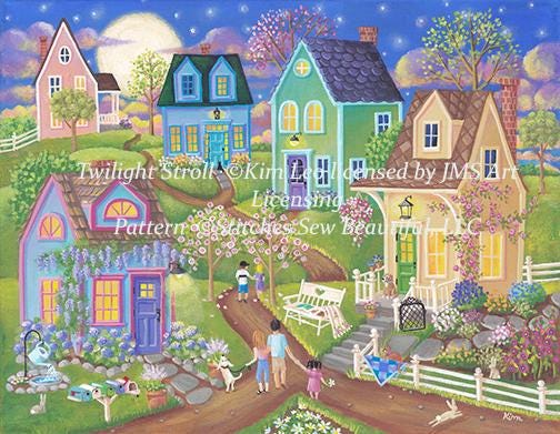 Twilight Stroll cross stitch pattern by Kim Leo licensed by JMS Art Licensing