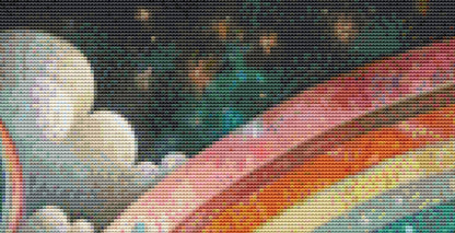 Rainbow & Starshine Over a Bohemian Floral Heart cross stitch pattern by World of Love Hearts