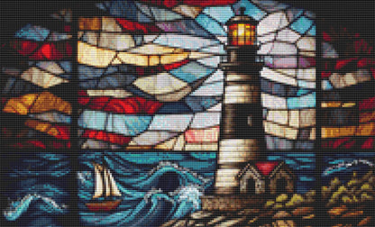 Stained Glass Lighthouse cross stitch pattern (Small) ©Adobe Extended License
